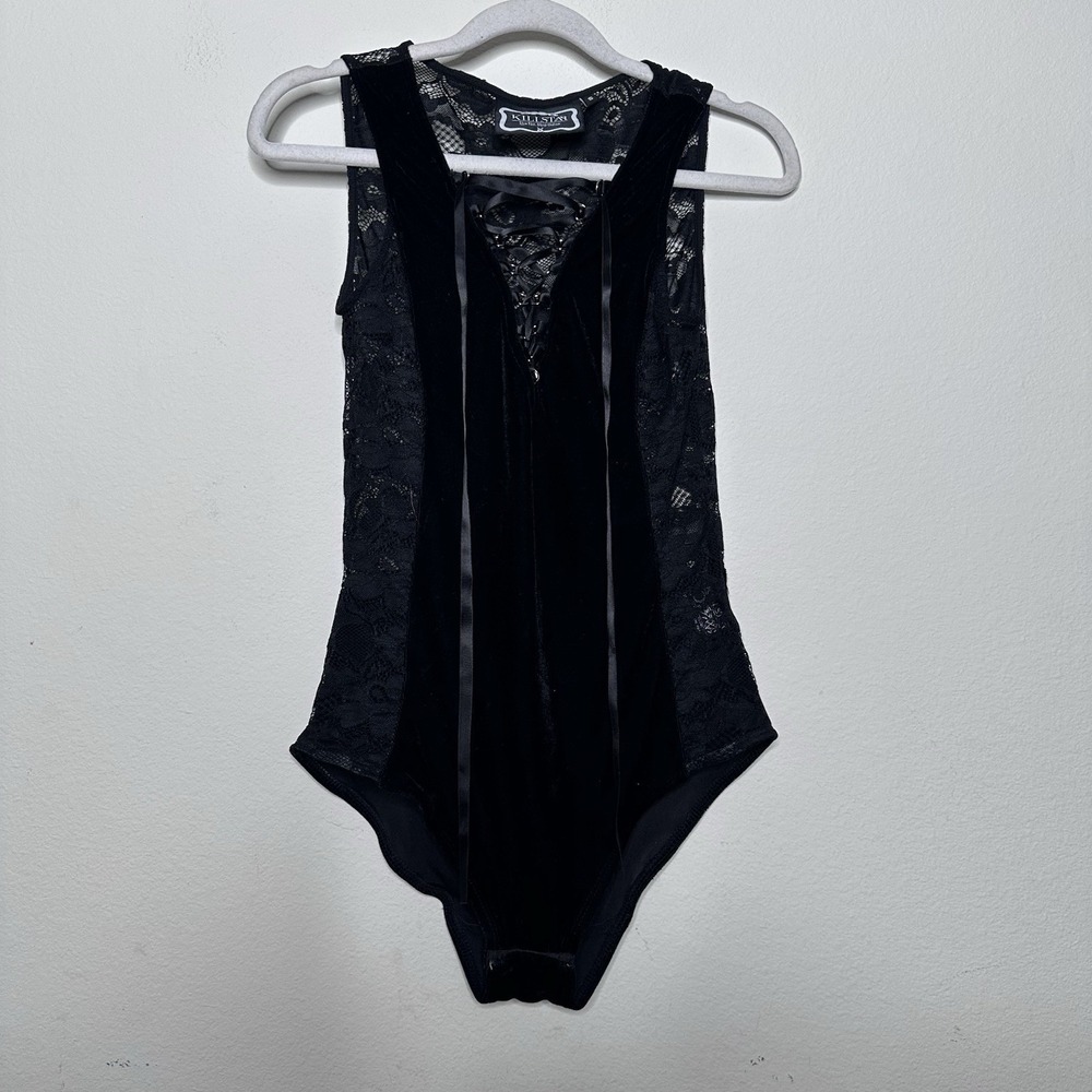 Killstar Womens Black Lace Bodysuit Saya Lace‎ Delic Gothic Sz Small